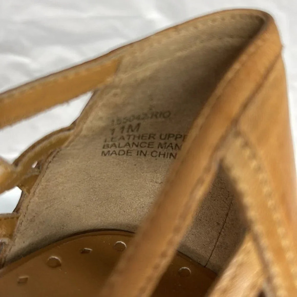 Maripe Rio Peep Toe Leather Shoes Tan Cutout Crossover Heels Retro Summer 11 - Picture 10 of 13